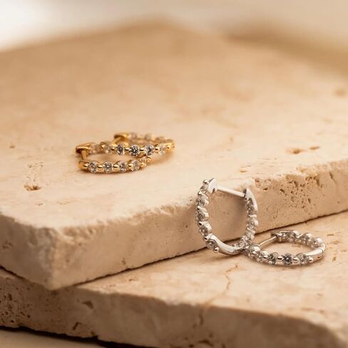 CAITLYNMINIMALIST Diamond Huggies Small Mini Hoop Earrings for Women Sterling Silver ∙ 18K Gold Gift for Women in Saudi Arabia