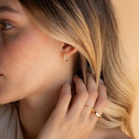 CAITLYNMINIMALIST Diamond Huggies Small Mini Hoop Earrings for Women Sterling Silver ∙ 18K Gold Gift for Women in Saudi Arabia