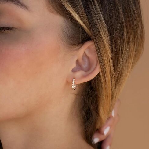 CAITLYNMINIMALIST Diamond Huggies Small Mini Hoop Earrings for Women Sterling Silver ∙ 18K Gold Gift for Women in Saudi Arabia