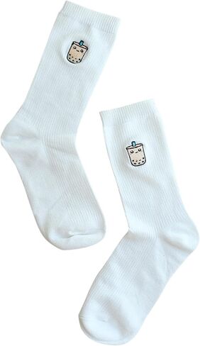 Bubble Tea Socks, Cute Boba Socks - Embroidered Bubble Tea Socks With Milk Tea, Taro, Honeydew Flavor Asian Drink Socks in Saudi Arabia
