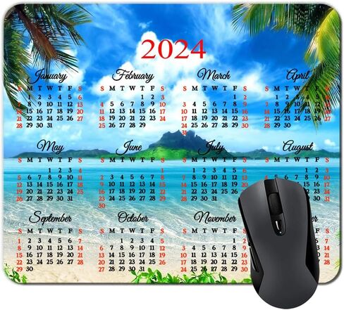 2025 Calendar HD Font Tropical Beach Coconut PalmTrees Mouse Pad,Non-Slip Personalized Rectangular, Size: 9.5 x 7.9 inches…… in Saudi Arabia