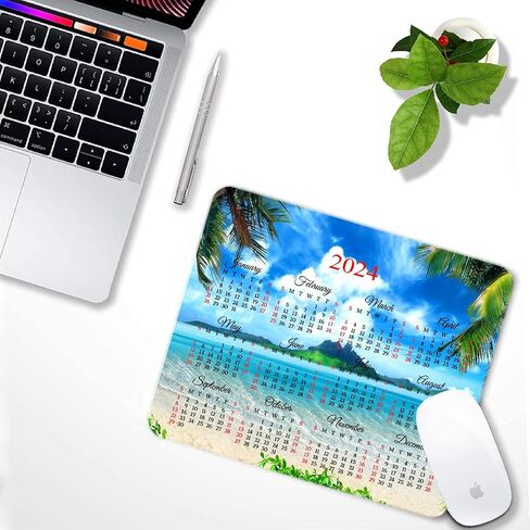 2025 Calendar HD Font Tropical Beach Coconut PalmTrees Mouse Pad,Non-Slip Personalized Rectangular, Size: 9.5 x 7.9 inches…… in Saudi Arabia
