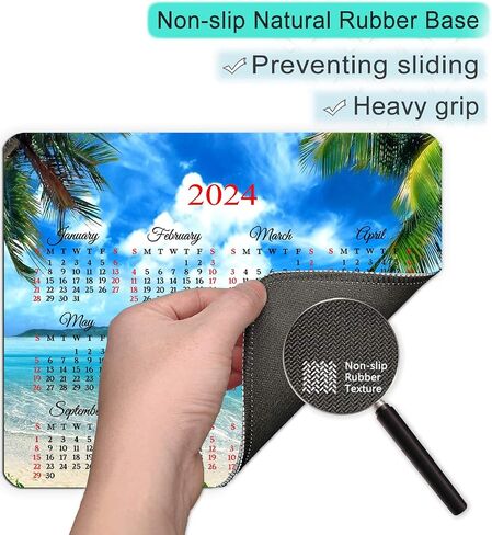 2025 Calendar HD Font Tropical Beach Coconut PalmTrees Mouse Pad,Non-Slip Personalized Rectangular, Size: 9.5 x 7.9 inches…… in Saudi Arabia