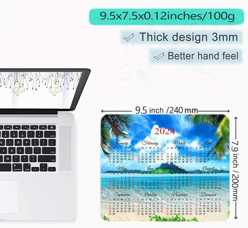 2025 Calendar HD Font Tropical Beach Coconut PalmTrees Mouse Pad,Non-Slip Personalized Rectangular, Size: 9.5 x 7.9 inches…… in Saudi Arabia