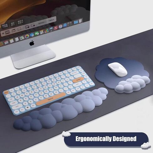 Gradient Color Cloud Keyboard Wrist Rest Set, Cloud Wrist Rest for Computer Keyboard and Mouse Pad with Wrist Rest Set, Ergonomic Keyboard Mouse Wrist (Dark Green Gradient) in Saudi Arabia