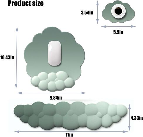 Gradient Color Cloud Keyboard Wrist Rest Set, Cloud Wrist Rest for Computer Keyboard and Mouse Pad with Wrist Rest Set, Ergonomic Keyboard Mouse Wrist (Dark Green Gradient) in Saudi Arabia
