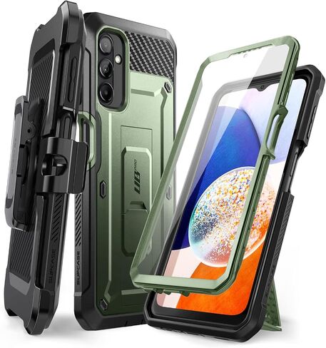 SUPCASE for Samsung Galaxy A14 5G Case with Screen Protector (Unicorn Beetle Pro), [Built-in Stand & Belt Clip] Heavy Duty Full-Body Rugged Protective Phone Case for Samsung A14 5G case, Black in Saudi Arabia