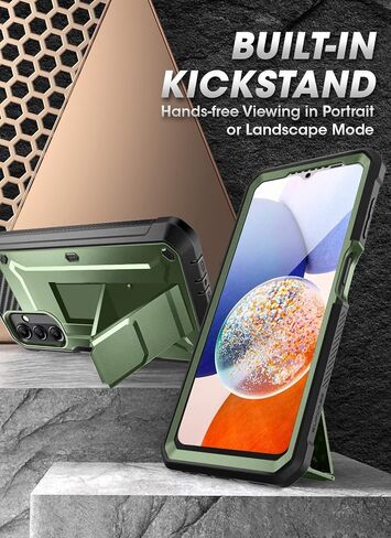 SUPCASE for Samsung Galaxy A14 5G Case with Screen Protector (Unicorn Beetle Pro), [Built-in Stand & Belt Clip] Heavy Duty Full-Body Rugged Protective Phone Case for Samsung A14 5G case, Black in Saudi Arabia