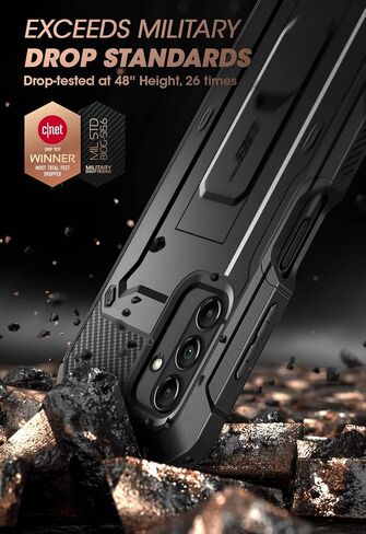 SUPCASE for Samsung Galaxy A14 5G Case with Screen Protector (Unicorn Beetle Pro), [Built-in Stand & Belt Clip] Heavy Duty Full-Body Rugged Protective Phone Case for Samsung A14 5G case, Black in Saudi Arabia