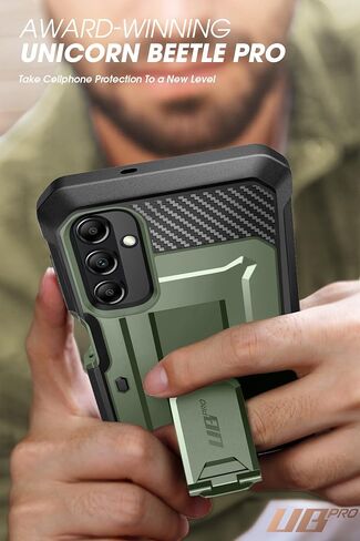 SUPCASE for Samsung Galaxy A14 5G Case with Screen Protector (Unicorn Beetle Pro), [Built-in Stand & Belt Clip] Heavy Duty Full-Body Rugged Protective Phone Case for Samsung A14 5G case, Black in Saudi Arabia