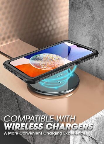 SUPCASE for Samsung Galaxy A14 5G Case with Screen Protector (Unicorn Beetle Pro), [Built-in Stand & Belt Clip] Heavy Duty Full-Body Rugged Protective Phone Case for Samsung A14 5G case, Black in Saudi Arabia