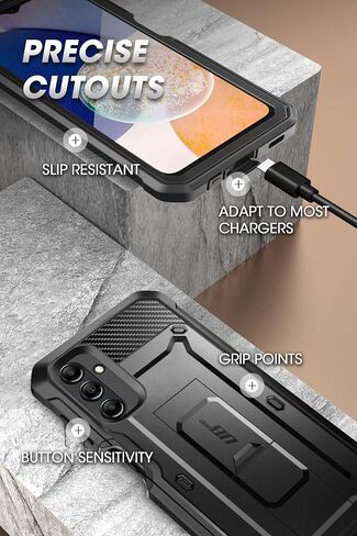 SUPCASE for Samsung Galaxy A14 5G Case with Screen Protector (Unicorn Beetle Pro), [Built-in Stand & Belt Clip] Heavy Duty Full-Body Rugged Protective Phone Case for Samsung A14 5G case, Black in Saudi Arabia