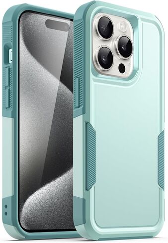 JETech Case for iPhone 15 Pro 6.1-Inch, Heavy Duty Dual-Layer Rugged Protection, Shockproof Protective Tough Phone Cover with Matte Back (Black) in Saudi Arabia