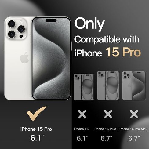 JETech Case for iPhone 15 Pro 6.1-Inch, Heavy Duty Dual-Layer Rugged Protection, Shockproof Protective Tough Phone Cover with Matte Back (Black) in Saudi Arabia