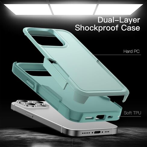JETech Case for iPhone 15 Pro 6.1-Inch, Heavy Duty Dual-Layer Rugged Protection, Shockproof Protective Tough Phone Cover with Matte Back (Black) in Saudi Arabia