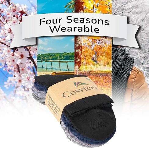Cosyfeel® Women Loose Diabetic Crew Socks 4-Pair Super Soft Bamboo Viscose Material Durable with Seamless Toe Non-Binding Top in Saudi Arabia
