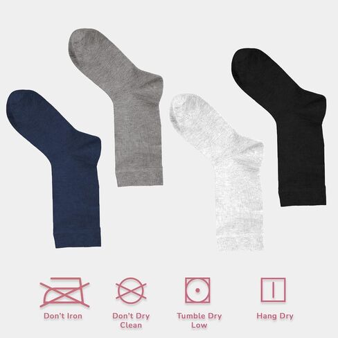 Cosyfeel® Women Loose Diabetic Crew Socks 4-Pair Super Soft Bamboo Viscose Material Durable with Seamless Toe Non-Binding Top in Saudi Arabia
