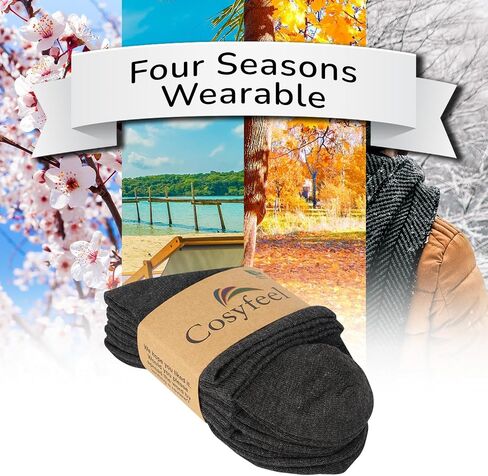 Cosyfeel® Women Loose Diabetic Crew Socks 4-Pair Super Soft Bamboo Viscose Material Durable with Seamless Toe Non-Binding Top in Saudi Arabia