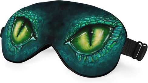 قناع العين للنوم على شكل عين التنين مجردة باللون الأخضر الغامض والحيوانات القوية قناع العين الحريري للنوم الناعم غطاء ظلال العيون للرجال والنساء والأولاد وراحة السفر بالطائرة مع حزام مطاطي in Kuwait