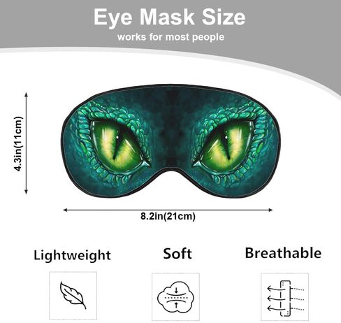 قناع العين للنوم على شكل عين التنين مجردة باللون الأخضر الغامض والحيوانات القوية قناع العين الحريري للنوم الناعم غطاء ظلال العيون للرجال والنساء والأولاد وراحة السفر بالطائرة مع حزام مطاطي in Kuwait