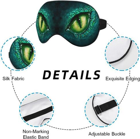 قناع العين للنوم على شكل عين التنين مجردة باللون الأخضر الغامض والحيوانات القوية قناع العين الحريري للنوم الناعم غطاء ظلال العيون للرجال والنساء والأولاد وراحة السفر بالطائرة مع حزام مطاطي in Kuwait