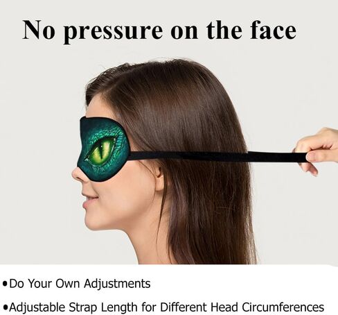قناع العين للنوم على شكل عين التنين مجردة باللون الأخضر الغامض والحيوانات القوية قناع العين الحريري للنوم الناعم غطاء ظلال العيون للرجال والنساء والأولاد وراحة السفر بالطائرة مع حزام مطاطي in Kuwait