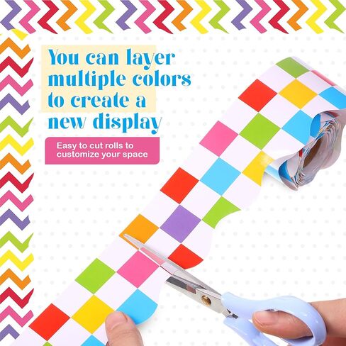 TaoBary 6 Rolls 196.8 ft Back to School Bulletin Board Borders First Day of School Classroom Borders for Bulletin Board Colorful Crayon Pencil Apple Bus Classroom Chalkboard Decoration in Kuwait