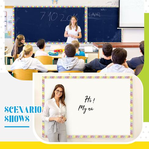 TaoBary 6 Rolls 196.8 ft Back to School Bulletin Board Borders First Day of School Classroom Borders for Bulletin Board Colorful Crayon Pencil Apple Bus Classroom Chalkboard Decoration in Kuwait