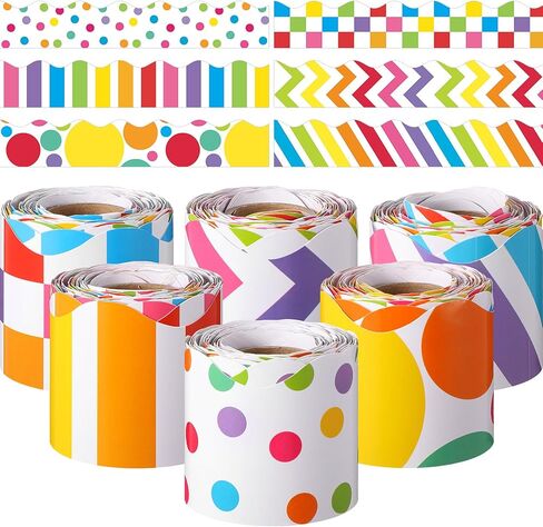 TaoBary 6 Rolls 196.8 ft Back to School Bulletin Board Borders First Day of School Classroom Borders for Bulletin Board Colorful Crayon Pencil Apple Bus Classroom Chalkboard Decoration in Kuwait