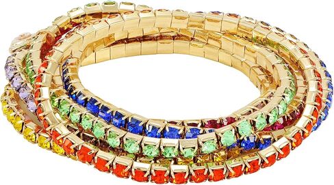 مجموعة أساور مطاطية بألوان قوس قزح مكونة من 6 قطع من جيس للنساء in Kuwait