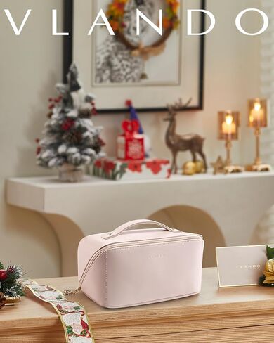 صندوق مجوهرات للسفر من Vlando مع 6 سحاب حقيبة مجوهرات للسفر وحقيبة مستحضرات التجميل وحقيبة فرش المكياج للهدايا والنساء والفتيات in Kuwait