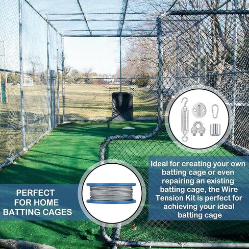 Batting Cage Netting Wire Tension Kit Cable Kit Batting Cage Suspension Kits Net Hanging Kits Ideal for Baseball and Softball Batting Cage Net Hitting Tunnels DIY Batting Cages Sized 55ft in Saudi Arabia