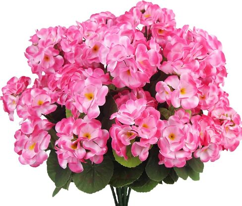 8 Pcs Artificial Geraniums Flowers Red Silk Geraniums for Outdoors UV Resistant Artificial Geranium Bush Faux Flowers Plants Geraniums for Garden Home Decor Indoor Patio Vase Table Centerpiece in Saudi Arabia