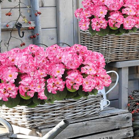 8 Pcs Artificial Geraniums Flowers Red Silk Geraniums for Outdoors UV Resistant Artificial Geranium Bush Faux Flowers Plants Geraniums for Garden Home Decor Indoor Patio Vase Table Centerpiece in Saudi Arabia