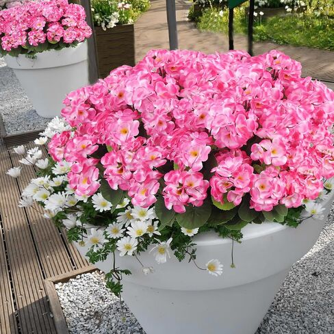8 Pcs Artificial Geraniums Flowers Red Silk Geraniums for Outdoors UV Resistant Artificial Geranium Bush Faux Flowers Plants Geraniums for Garden Home Decor Indoor Patio Vase Table Centerpiece in Saudi Arabia