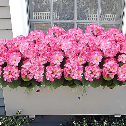 8 Pcs Artificial Geraniums Flowers Red Silk Geraniums for Outdoors UV Resistant Artificial Geranium Bush Faux Flowers Plants Geraniums for Garden Home Decor Indoor Patio Vase Table Centerpiece in Saudi Arabia