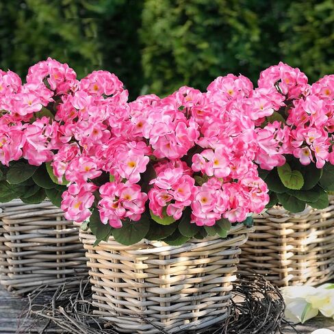 8 Pcs Artificial Geraniums Flowers Red Silk Geraniums for Outdoors UV Resistant Artificial Geranium Bush Faux Flowers Plants Geraniums for Garden Home Decor Indoor Patio Vase Table Centerpiece in Saudi Arabia
