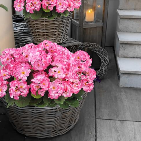 8 Pcs Artificial Geraniums Flowers Red Silk Geraniums for Outdoors UV Resistant Artificial Geranium Bush Faux Flowers Plants Geraniums for Garden Home Decor Indoor Patio Vase Table Centerpiece in Saudi Arabia