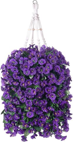 Artificial Hanging Flowers for Outdoors Fall Decoration, Faux Plants Basket for Autumn Planters, Fake Silk Realistic UV Resistant Look Real for Home Porch Patio (Pink) in Saudi Arabia