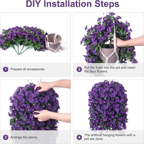 Artificial Hanging Flowers for Outdoors Fall Decoration, Faux Plants Basket for Autumn Planters, Fake Silk Realistic UV Resistant Look Real for Home Porch Patio (Pink) in Saudi Arabia