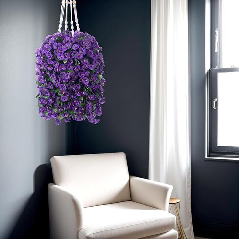 Artificial Hanging Flowers for Outdoors Fall Decoration, Faux Plants Basket for Autumn Planters, Fake Silk Realistic UV Resistant Look Real for Home Porch Patio (Pink) in Saudi Arabia