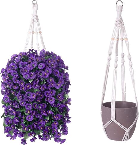 Artificial Hanging Flowers for Outdoors Fall Decoration, Faux Plants Basket for Autumn Planters, Fake Silk Realistic UV Resistant Look Real for Home Porch Patio (Pink) in Saudi Arabia