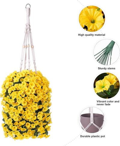 Artificial Hanging Flowers for Outdoors Fall Decoration, Faux Plants Basket for Autumn Planters, Fake Silk Realistic UV Resistant Look Real for Home Porch Patio (Pink) in Saudi Arabia
