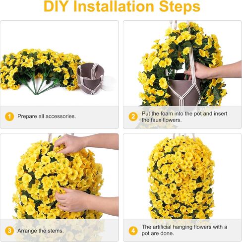 Artificial Hanging Flowers for Outdoors Fall Decoration, Faux Plants Basket for Autumn Planters, Fake Silk Realistic UV Resistant Look Real for Home Porch Patio (Pink) in Saudi Arabia