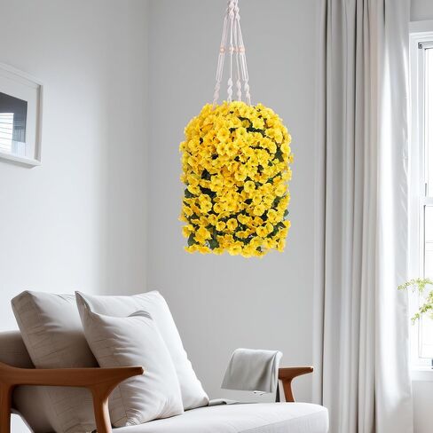 Artificial Hanging Flowers for Outdoors Fall Decoration, Faux Plants Basket for Autumn Planters, Fake Silk Realistic UV Resistant Look Real for Home Porch Patio (Pink) in Saudi Arabia