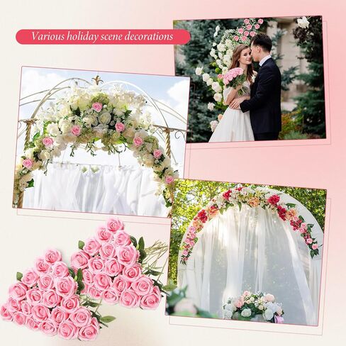 Hotop 40 Pcs Rose Artificial Flowers Bulk with Long Stem, Bouquet Roses, Realistic Silk Fake Roses for Home Wedding Centerpieces Party Table Decoration Valentine's Day Gifts(Wine Red) in Saudi Arabia