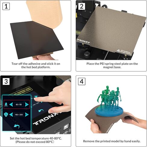 TRONXY PEI Sheet Build Plate, Flexible Magnetic PEI Build Surfaces for 3D Printer Heated Bed 330x330 mm, Removable PEI Spring Steel Platform for X5SA/X5SA PRO Hot Bed, Easy to Remove Model in Kuwait