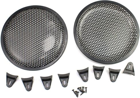 2 Pcs 8 Inch Metal Mesh Speaker Grills Covers Subwoofer Grill Protective Case and Presser feet with Mounting Screws for Home Audio Car Speaker (Black) in Saudi Arabia