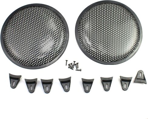 2 Pcs 8 Inch Metal Mesh Speaker Grills Covers Subwoofer Grill Protective Case and Presser feet with Mounting Screws for Home Audio Car Speaker (Black) in Saudi Arabia