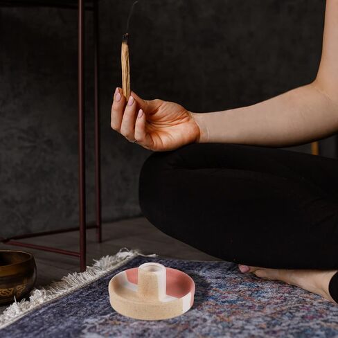 Ceramic Incense Holder for Palo Santo Stick, Handmade Palo Santo Burner, Scent Wood Stand and Ash Catcher (Blue&Red) in Saudi Arabia